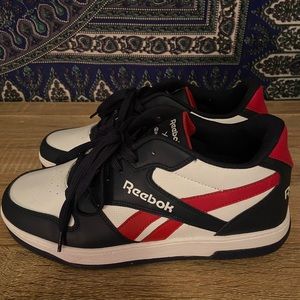 Reebok Heely’s, size 9, red white & navy blue